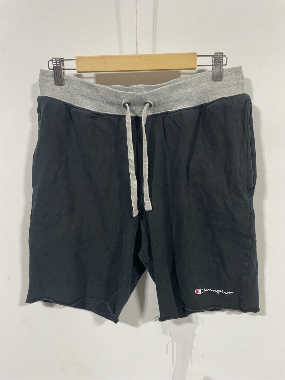 Champion Men's Black Athletic Knit Shorts with Gray Waistband